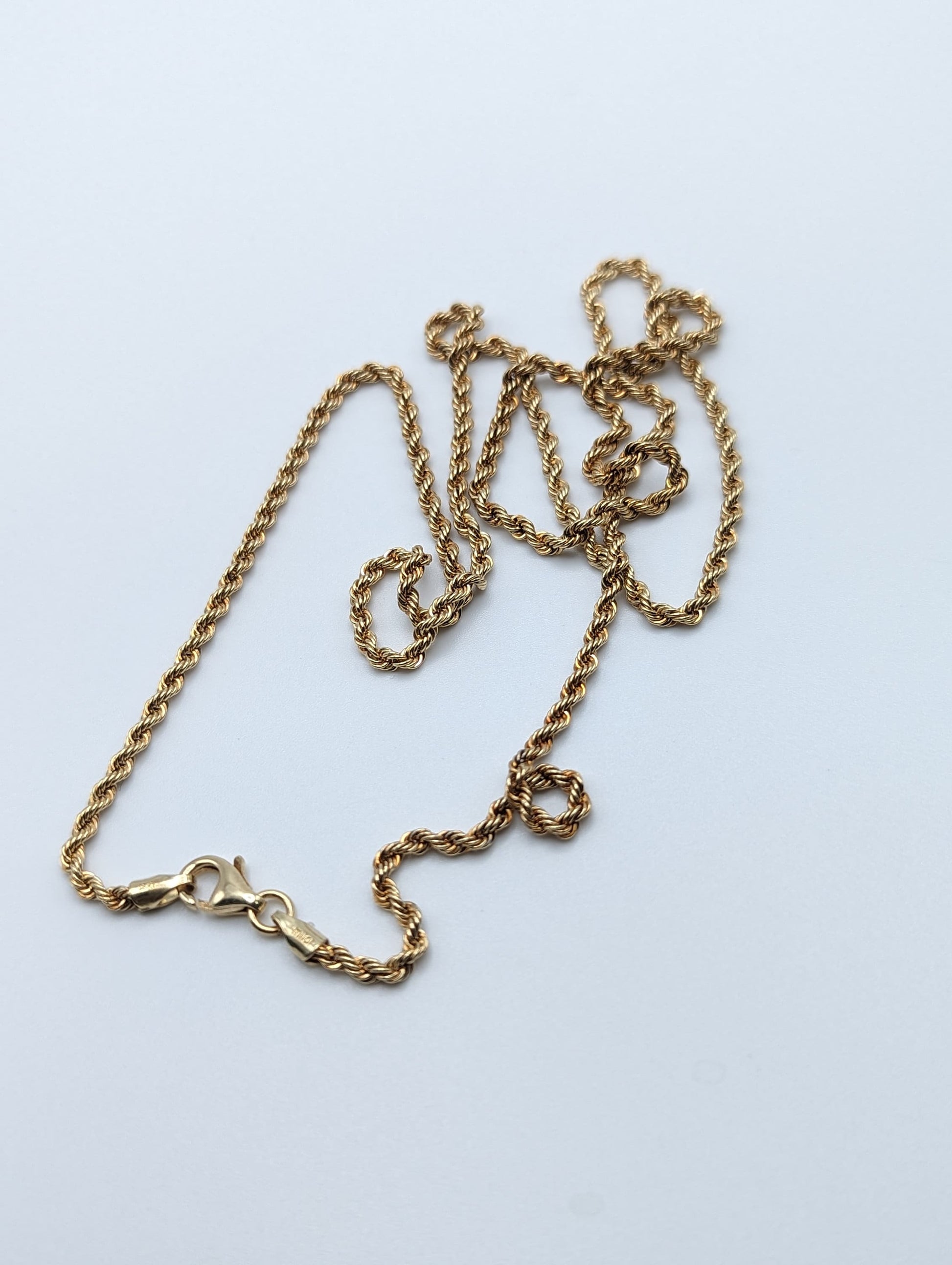 18k Milor Gold Italian Rope Chain Necklace. 22 inch Milor Yellow Gold Rope Chain. 18k Italian Rope Necklace.