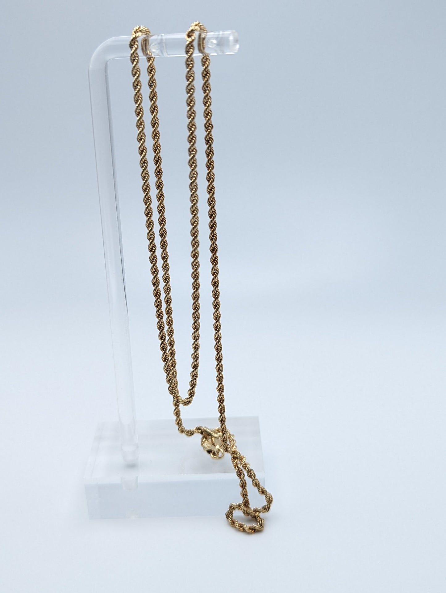 18k Milor Gold Italian Rope Chain Necklace. 22 inch Milor Yellow Gold Rope Chain. 18k Italian Rope Necklace.