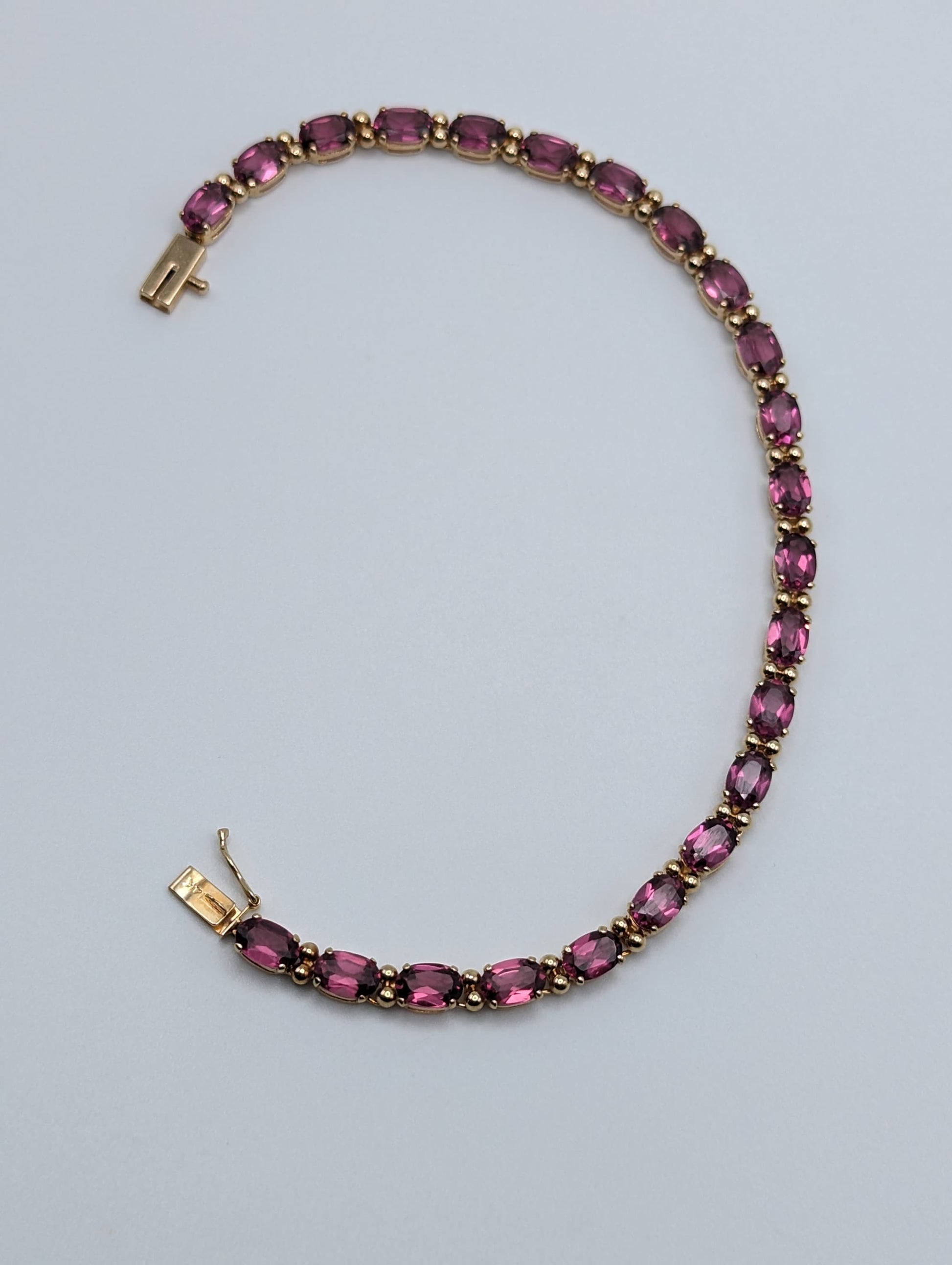 14k Yellow Gold Pink Tourmaline Gemstone Tennis Bracelet Size 8.5" 10k Tourmaline Bracelet.