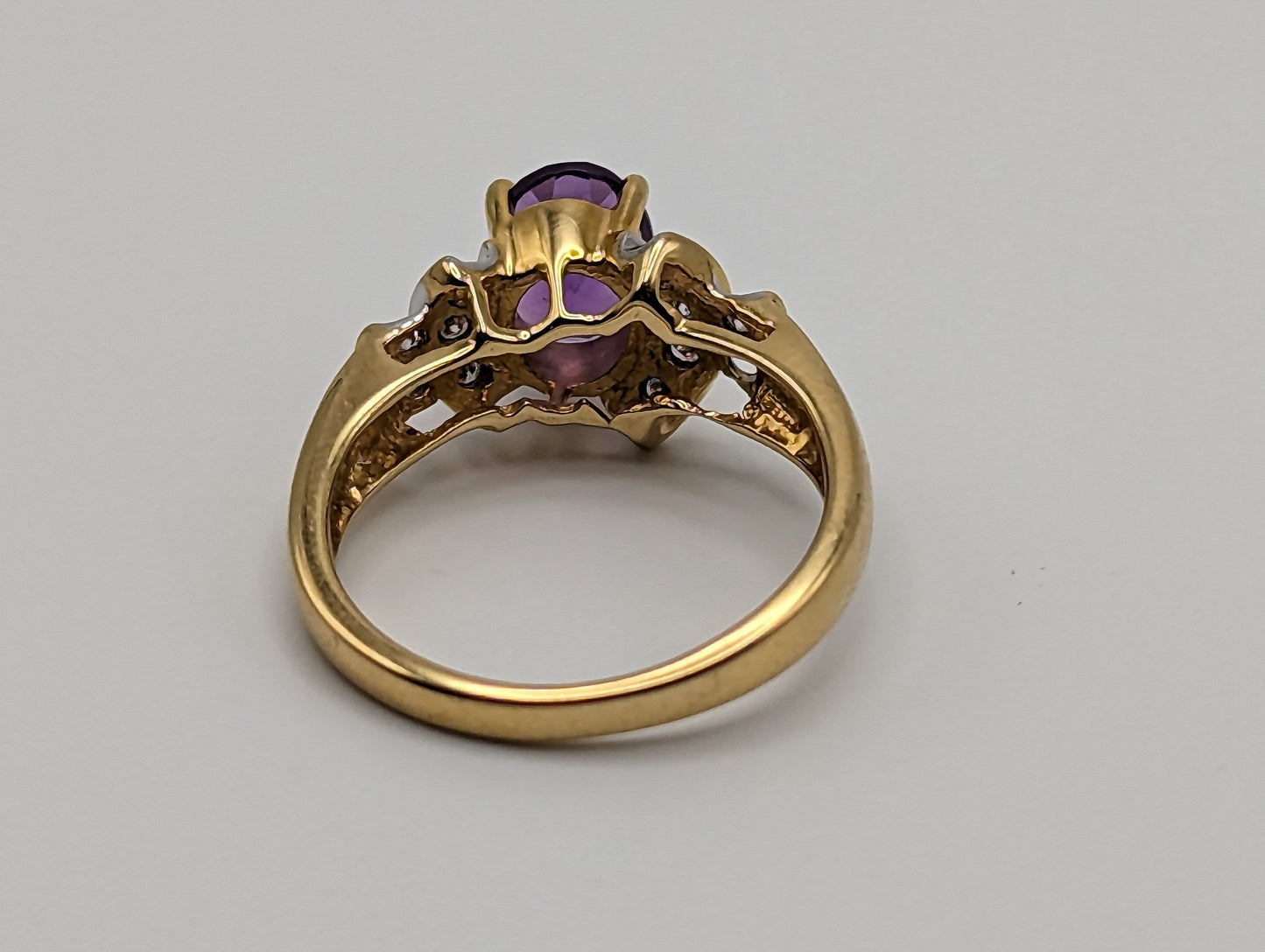 Vintage 14k Amethyst Diamond Ring. Amethyst 14k Womens Engagement Ring. Amethyst Promise Ring.Amethyst Statement Ring.