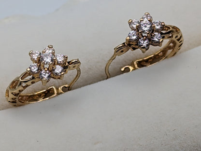 14k Gold Flower Hoop Earrings. Flower Hoop Earrings. Gold Hoops. Dainty Hoops. 14k Flower Hoops. 14k Flower Earrings.