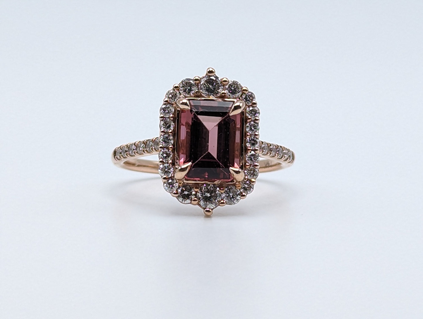 14 K Rose Gold 1.55 Carat Tourmaline & 1/2 Carat Diamond Ring w/ Appraisal 14k Pink Tourmaline Diamond Ring.