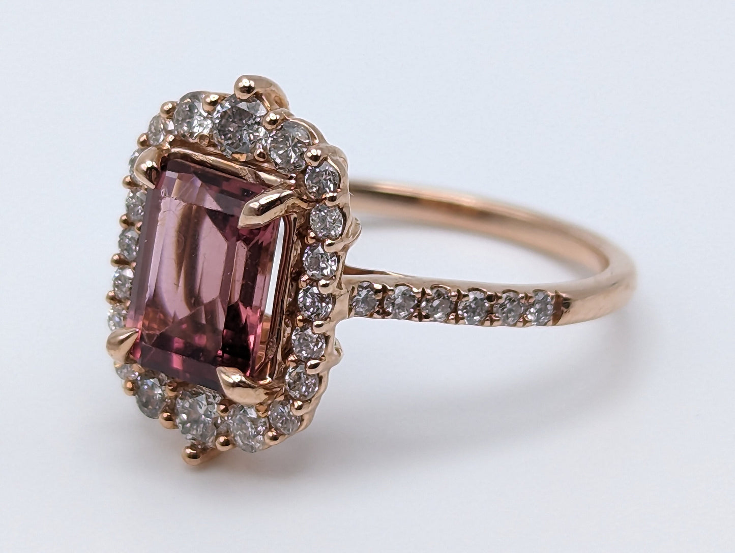 14 K Rose Gold 1.55 Carat Tourmaline & 1/2 Carat Diamond Ring w/ Appraisal 14k Pink Tourmaline Diamond Ring.