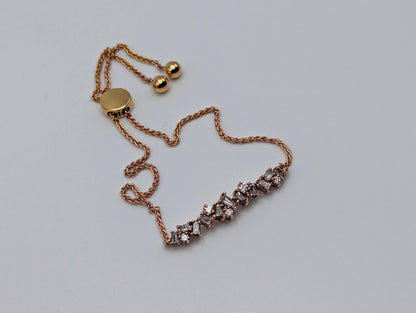 Adjustable Gold Bolo 1/2ct Diamond Bracelet 10k Solid Rose Gold 0.5 ct Diamond. Rose Gold Diamond Bracelet.