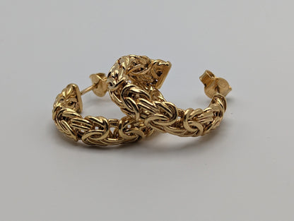 Large & Heavy Italy 14k Yellow Gold Bystin Hoops Rope Twist Hoops. 14k Chain Link Twist Hoops. 14k Yellow Gold Hoops.
