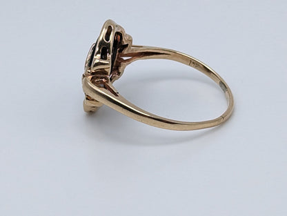 Vintage Yellow Gold 10k Round Black Onyx and Diamond Ring Midnight Black Onyx Diamond Ring. 10k Vintage Diamond Onyx Art Deco Ring