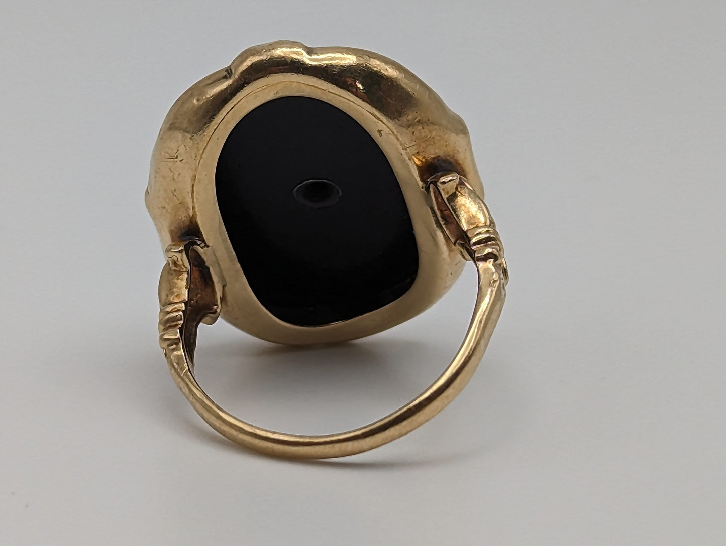 Vintage 5.5gr Gold 10k Cabichon Black Onyx Diamond Ring Black Onyx Diamond Ring. 10k Vintage Diamond Onyx Signet Ring