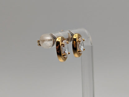 14K Yellow Gold 5x4 mm Oval Cubic Zirconia Stud Earrings 14k Yellow Gold Studs Minimalist Studs