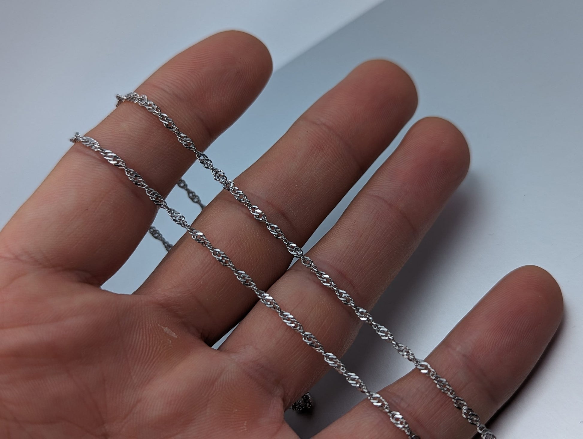 18k Milor Italy White Gold Singapore Necklace Chain. 18k White Gold Chain 24 " Minimalist 18k White Gold Chain.