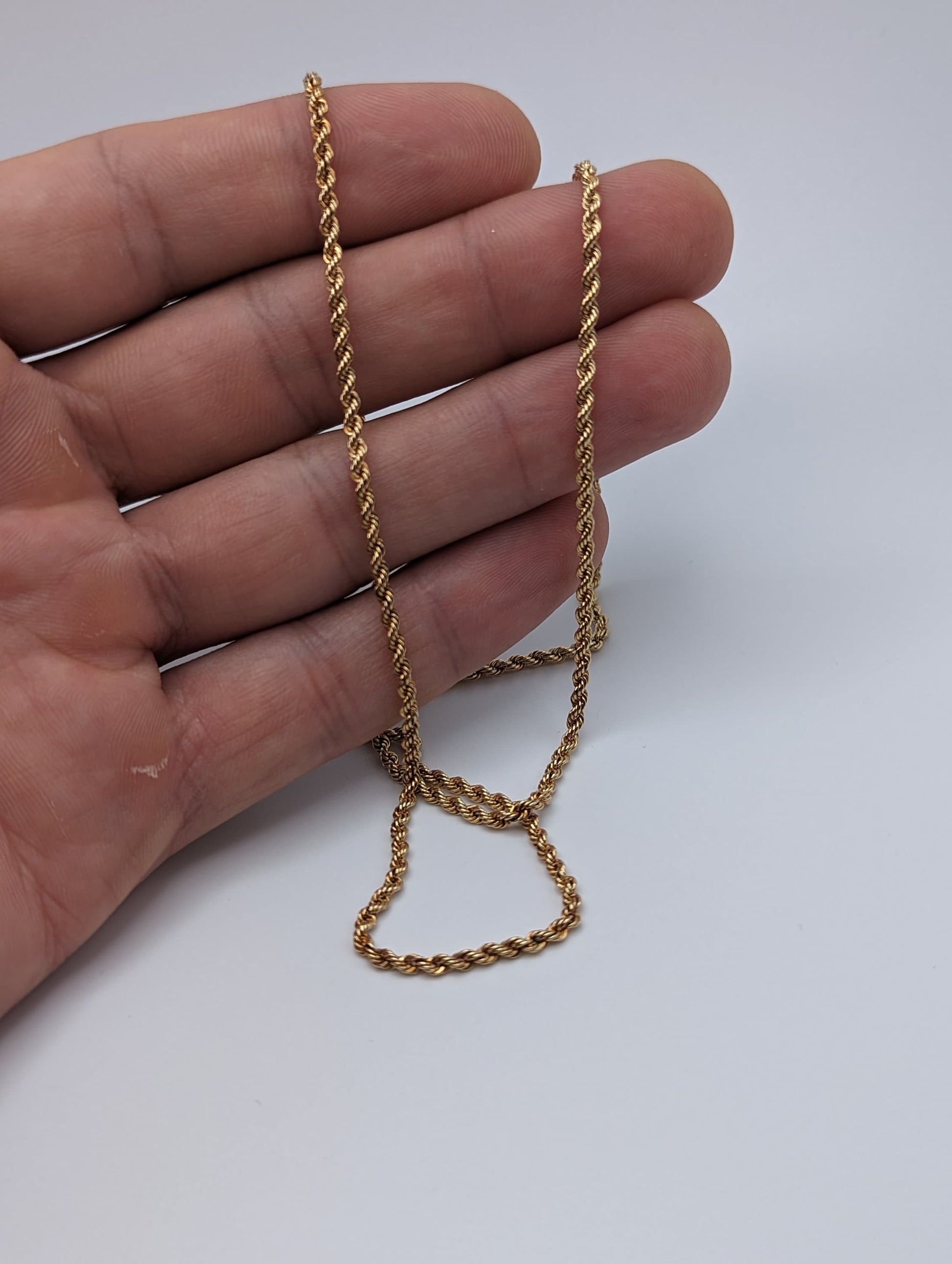 18k Milor Gold Italian Rope Chain Necklace. 22 inch Milor Yellow Gold Rope Chain. 18k Italian Rope Necklace.