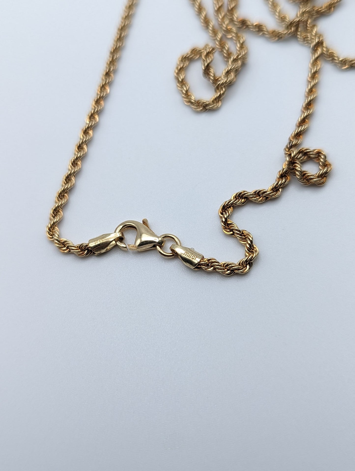 18k Milor Gold Italian Rope Chain Necklace. 22 inch Milor Yellow Gold Rope Chain. 18k Italian Rope Necklace.