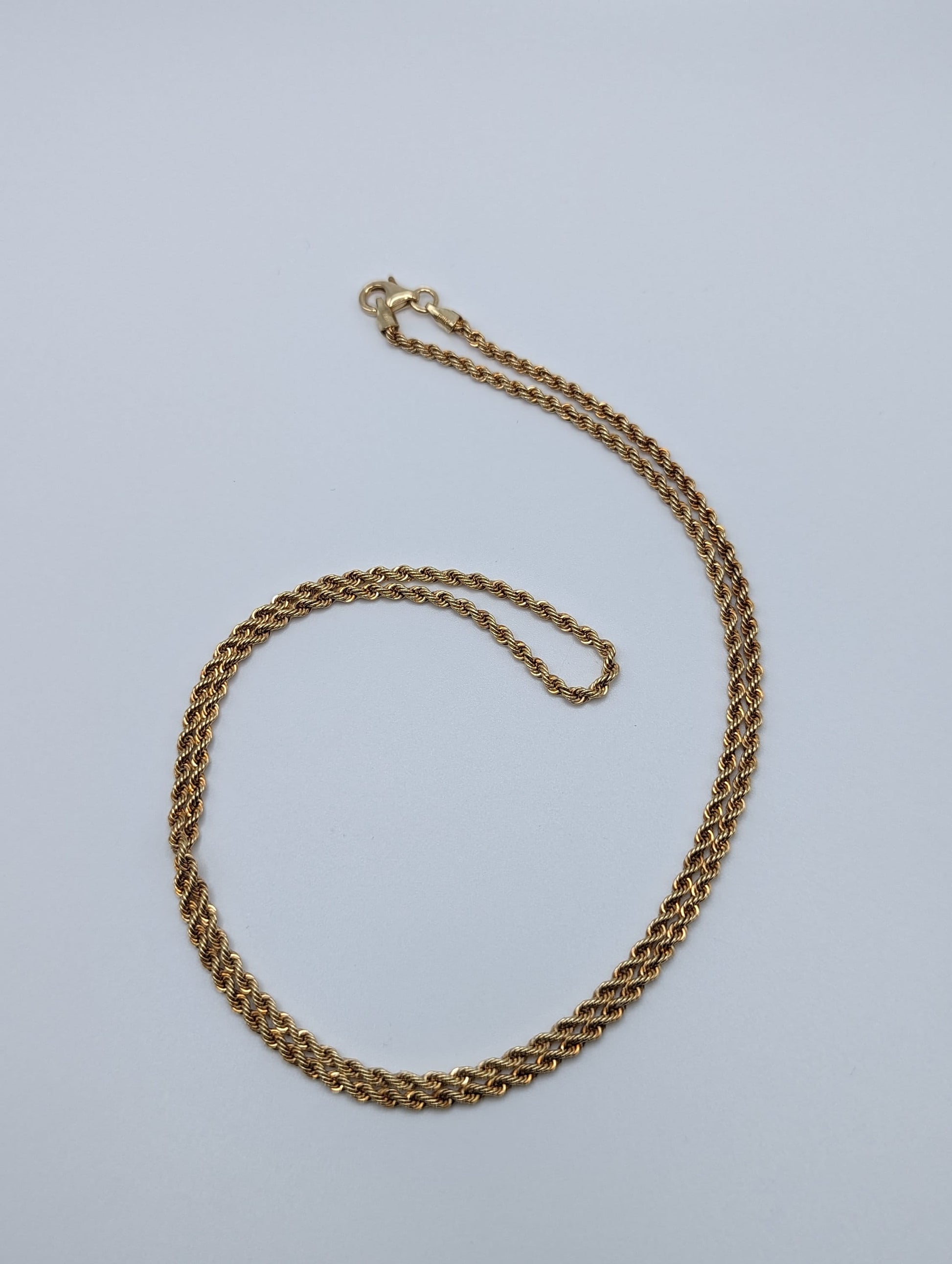 18k Milor Gold Italian Rope Chain Necklace. 22 inch Milor Yellow Gold Rope Chain. 18k Italian Rope Necklace.