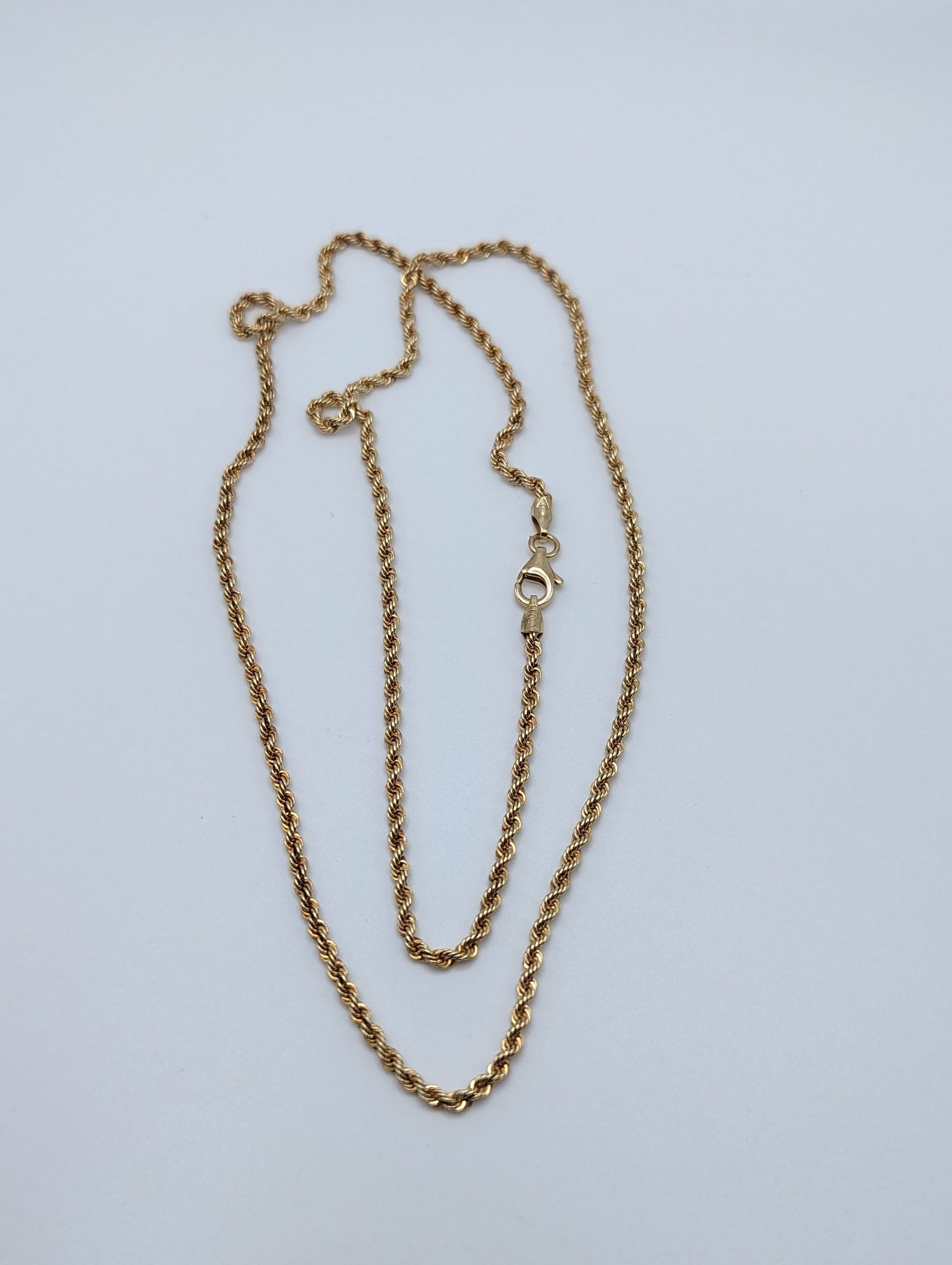 18k Milor Gold Italian Rope Chain Necklace. 22 inch Milor Yellow Gold Rope Chain. 18k Italian Rope Necklace.