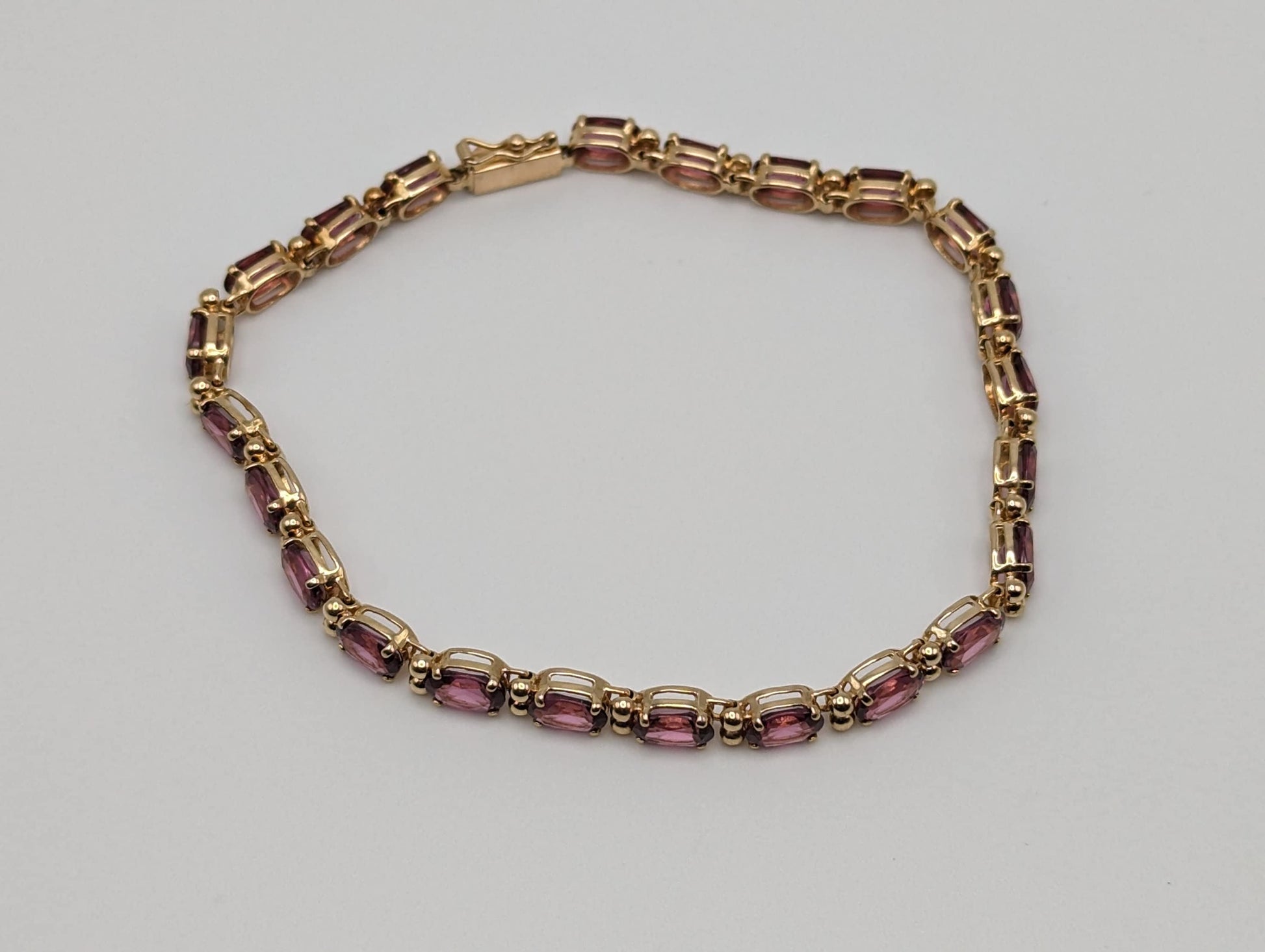 14k Yellow Gold Pink Tourmaline Gemstone Tennis Bracelet Size 8.5" 10k Tourmaline Bracelet.