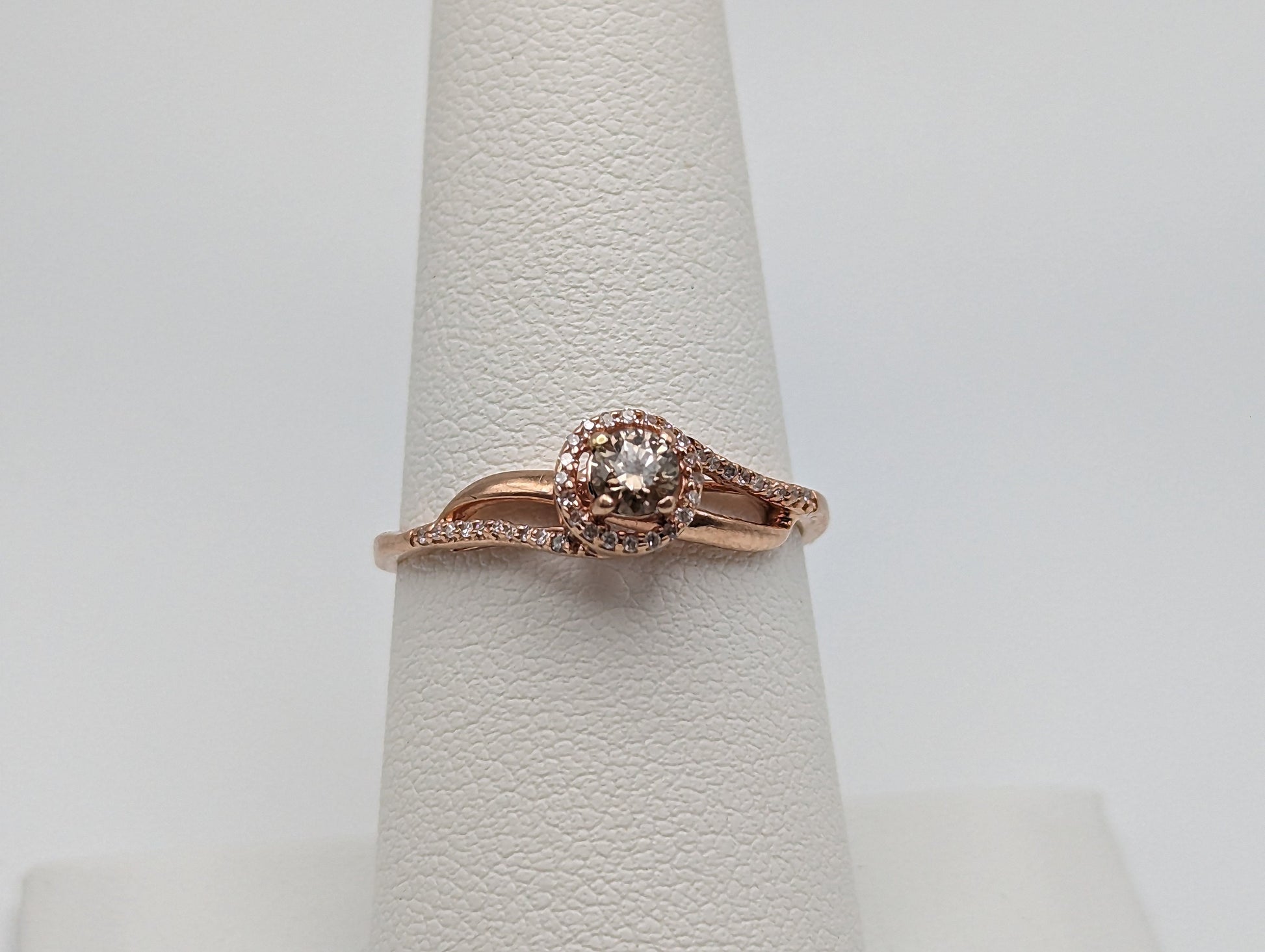 10k Rose Gold .21ctw Diamond Halo Infinity Ring. 10k Rose Gold Diamond Engagement Ring. 10 Rose Gold Diamond Promise Ring.