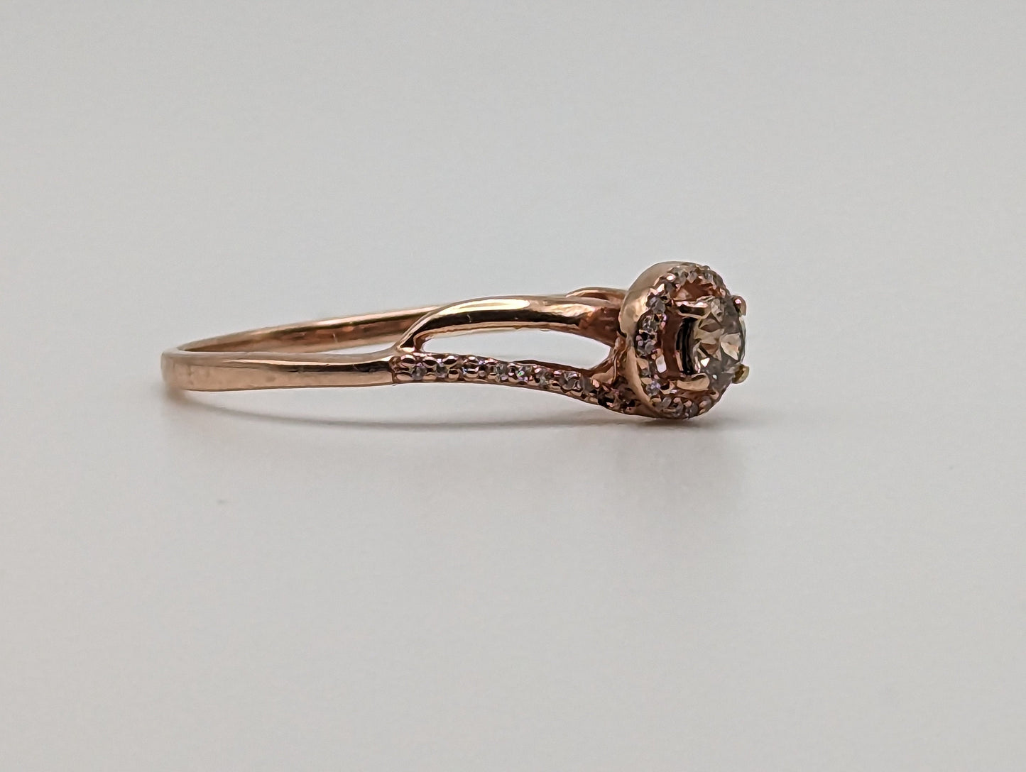 10k Rose Gold .21ctw Diamond Halo Infinity Ring. 10k Rose Gold Diamond Engagement Ring. 10 Rose Gold Diamond Promise Ring.