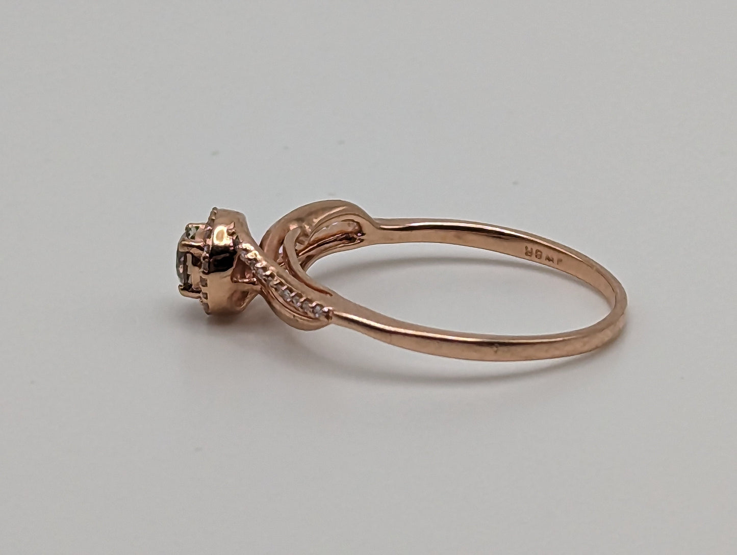 10k Rose Gold .21ctw Diamond Halo Infinity Ring. 10k Rose Gold Diamond Engagement Ring. 10 Rose Gold Diamond Promise Ring.