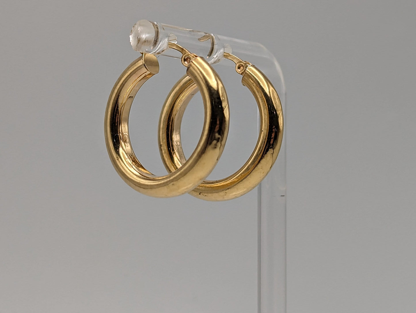 Large 14k Solid Gold Hoop Earrings. Puff Hoop Earrings.14k Gold Hoop Earrings. 14k Hoop Earrings.