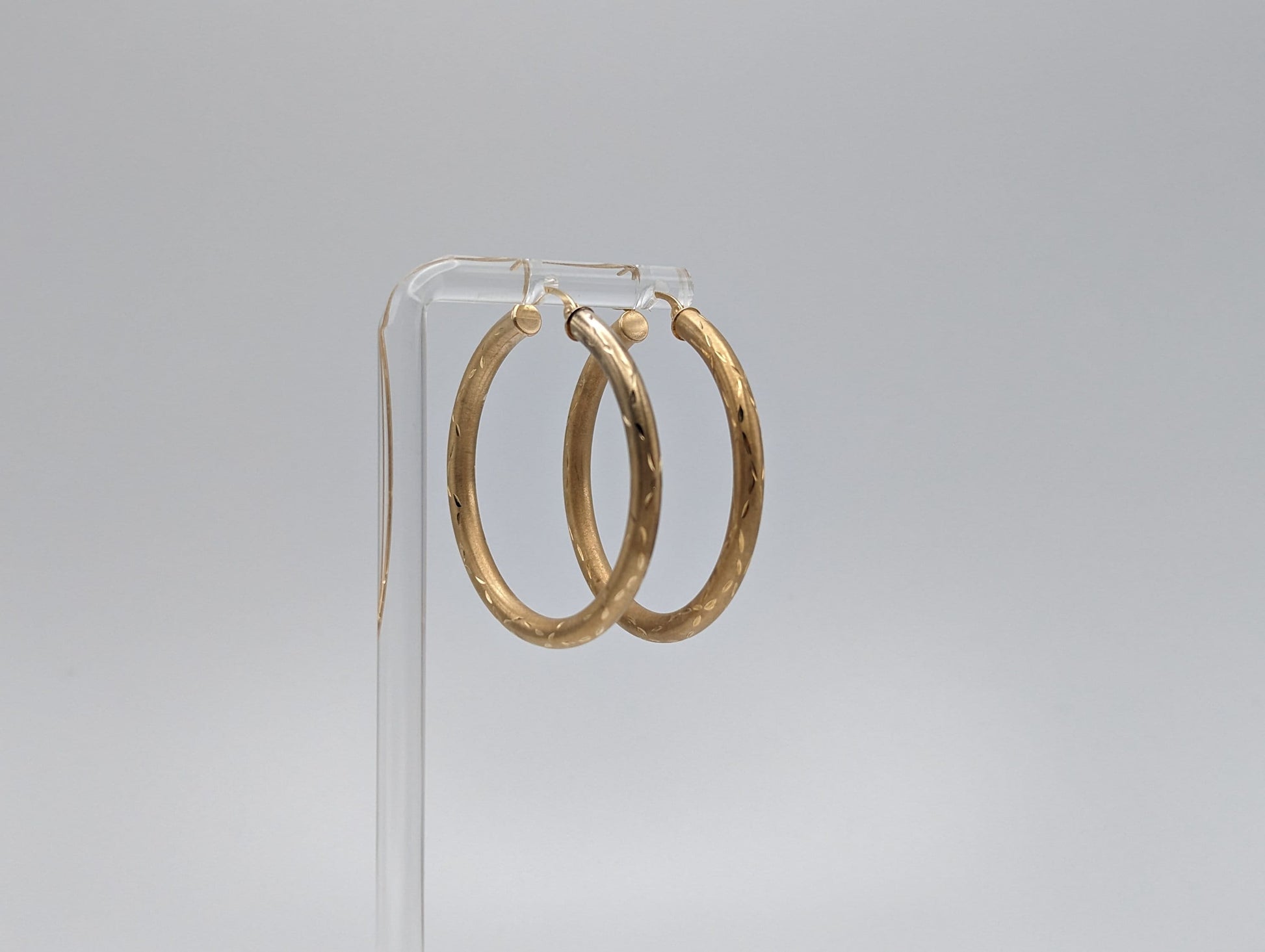 Large 14k Yellow Gold Hoop Earrings 14k Solid Gold Hoops 14k Textured Gold Hoops