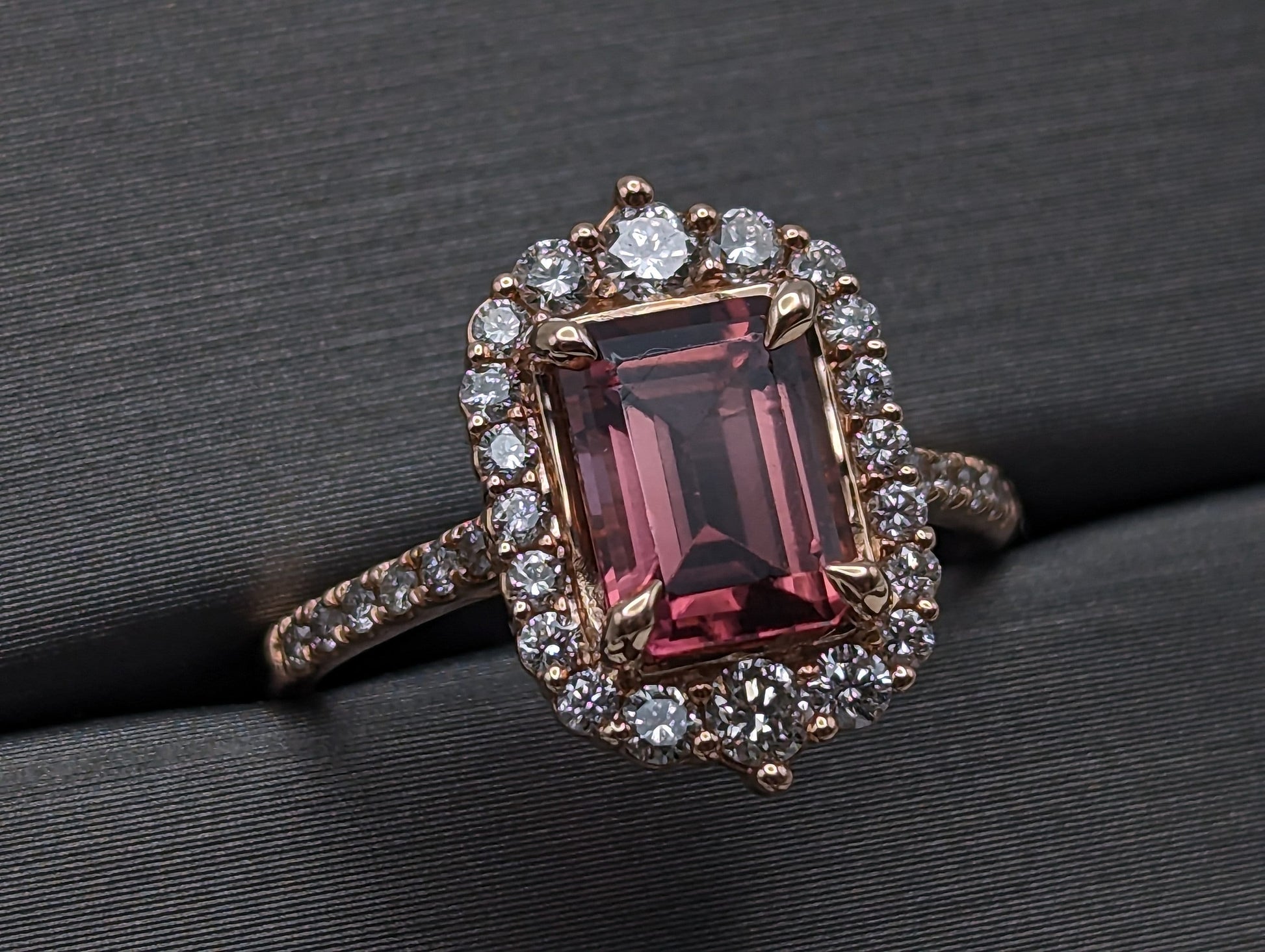 14 K Rose Gold 1.55 Carat Tourmaline & 1/2 Carat Diamond Ring w/ Appraisal 14k Pink Tourmaline Diamond Ring.