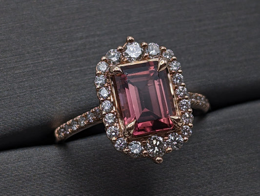 14 K Rose Gold 1.55 Carat Tourmaline & 1/2 Carat Diamond Ring w/ Appraisal 14k Pink Tourmaline Diamond Ring.