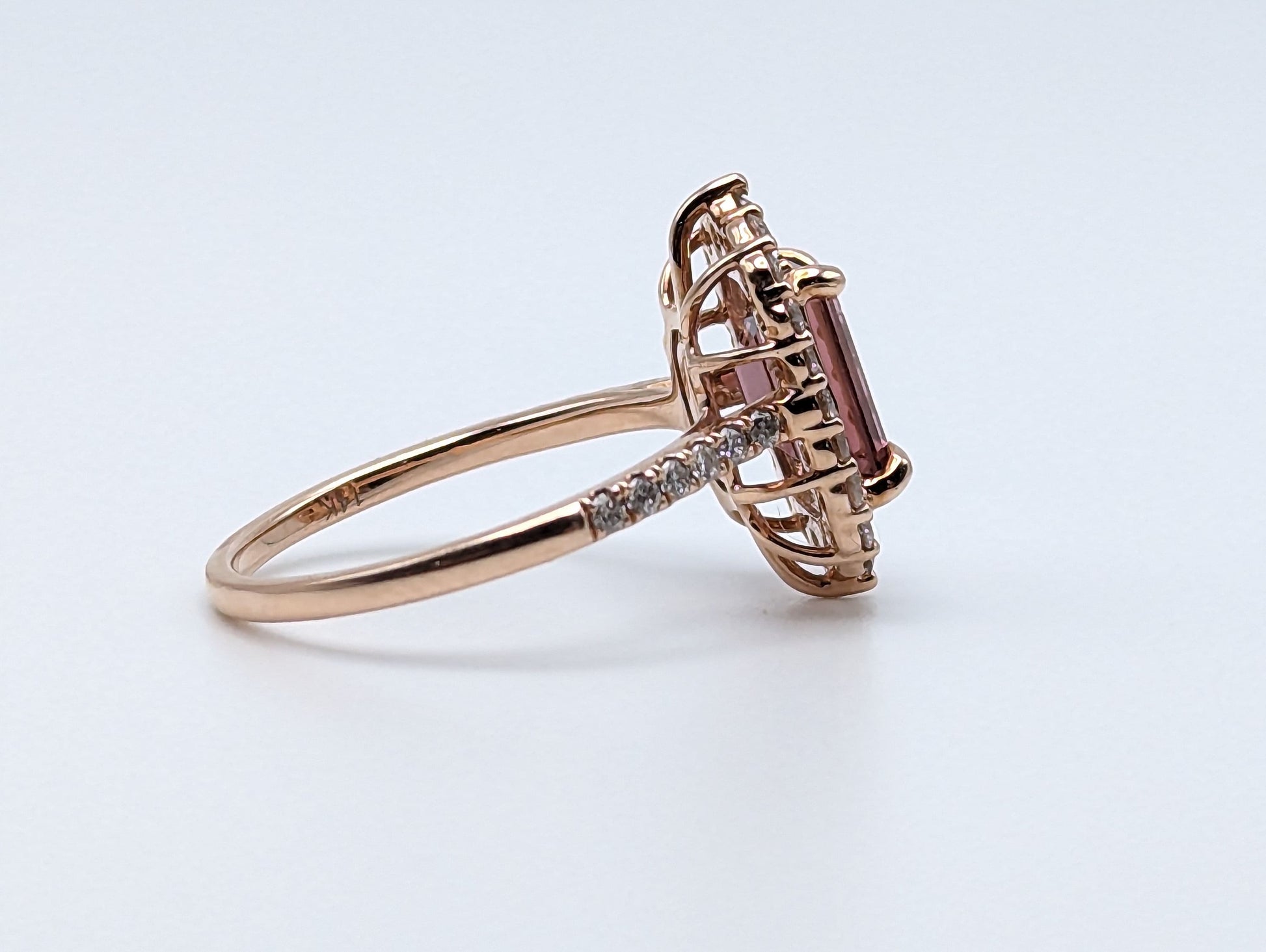 14 K Rose Gold 1.55 Carat Tourmaline & 1/2 Carat Diamond Ring w/ Appraisal 14k Pink Tourmaline Diamond Ring.