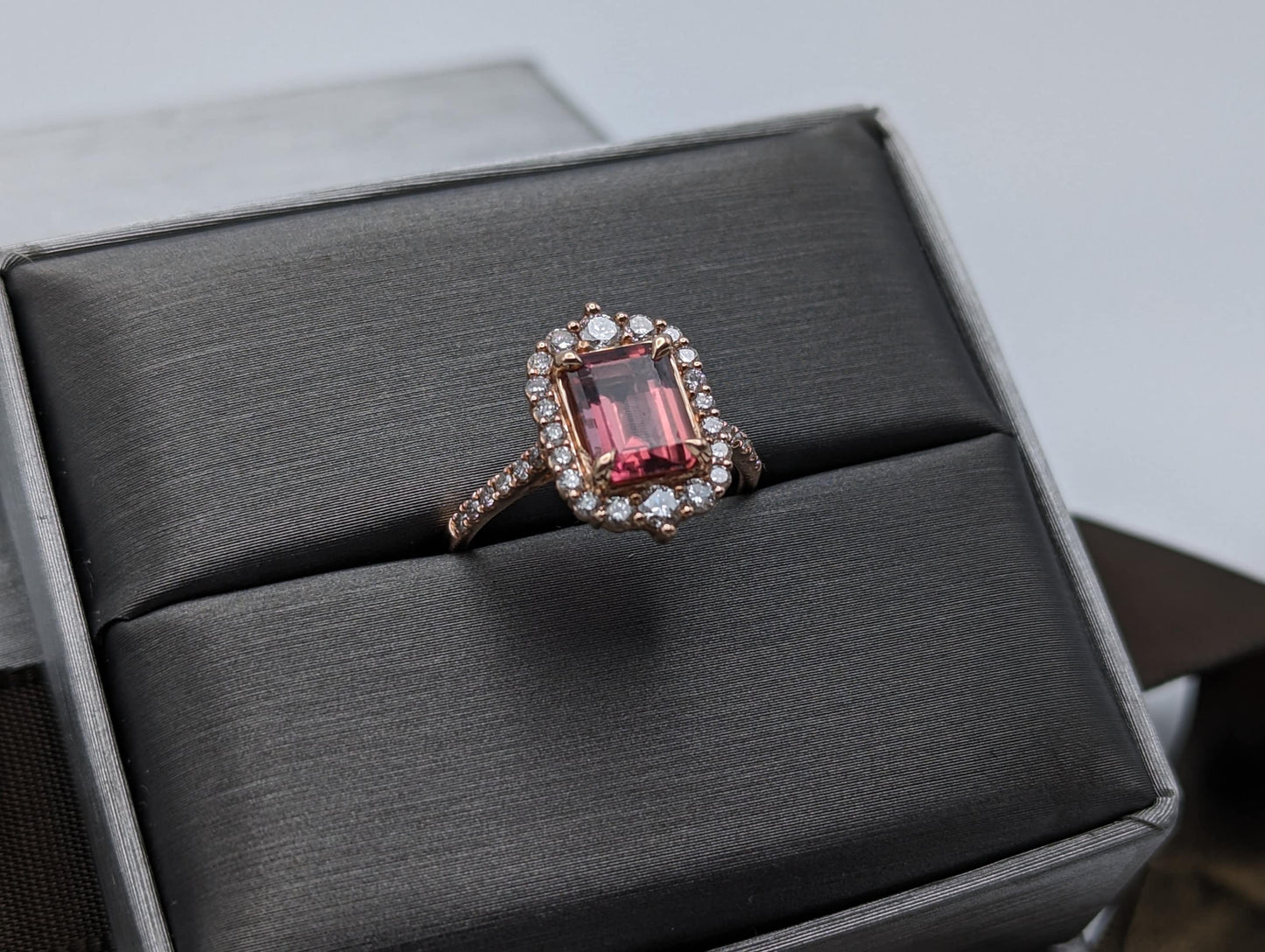 14 K Rose Gold 1.55 Carat Tourmaline & 1/2 Carat Diamond Ring w/ Appraisal 14k Pink Tourmaline Diamond Ring.