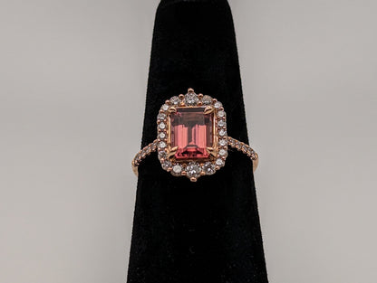 14 K Rose Gold 1.55 Carat Tourmaline & 1/2 Carat Diamond Ring w/ Appraisal 14k Pink Tourmaline Diamond Ring.