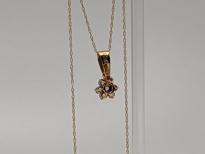 14k Yellow Gold Diamond Tanzanite Daisy Flower Pendant Necklace. 14k Tanzanite Flower Pendant + Chain. 14k Tanzanite Flower Necklace.