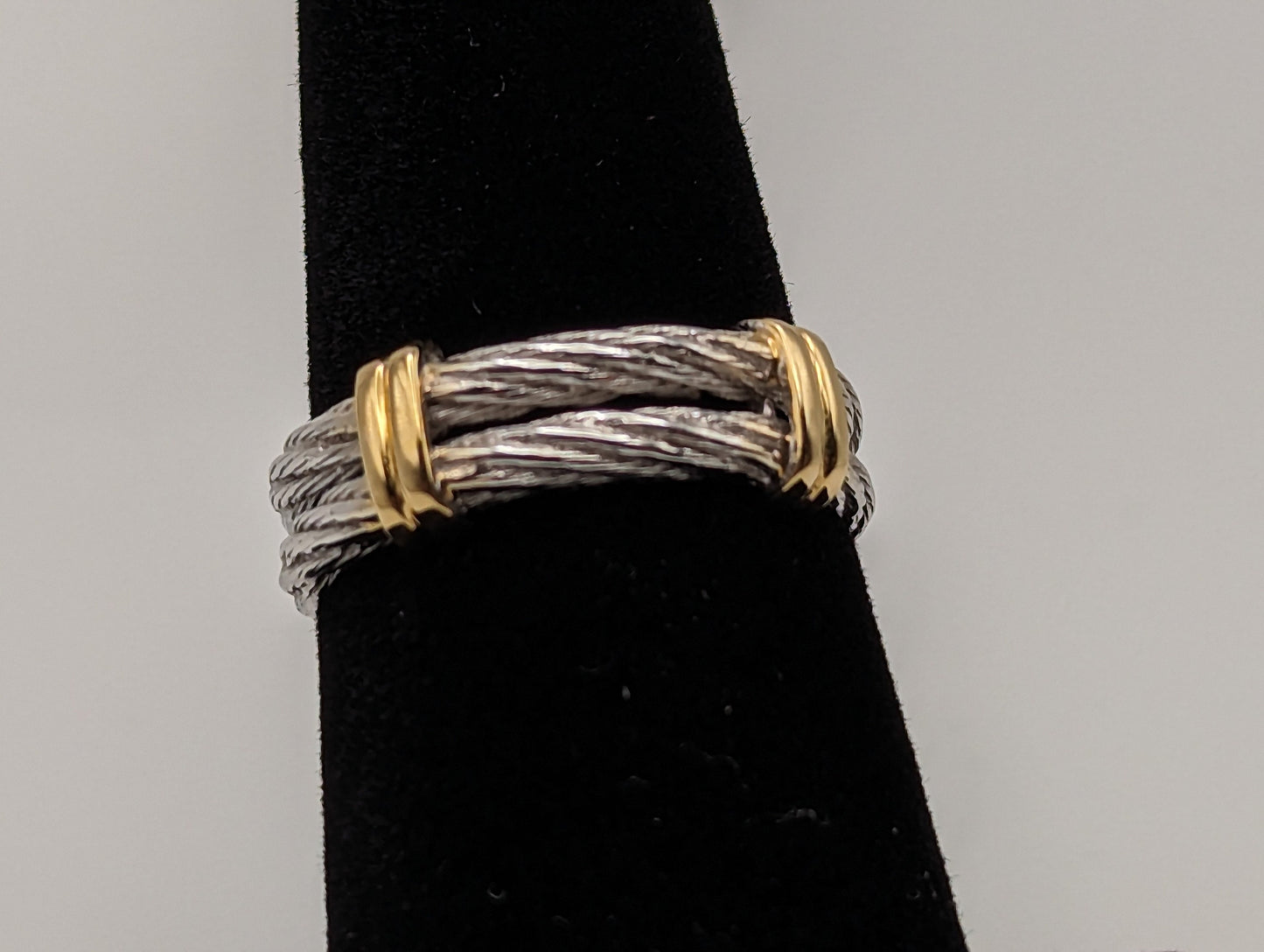 Heavy White Gold 14k Double Cable Wedding Band Multi Gold Anniversary Ring. 14k White Gold Unisex Band