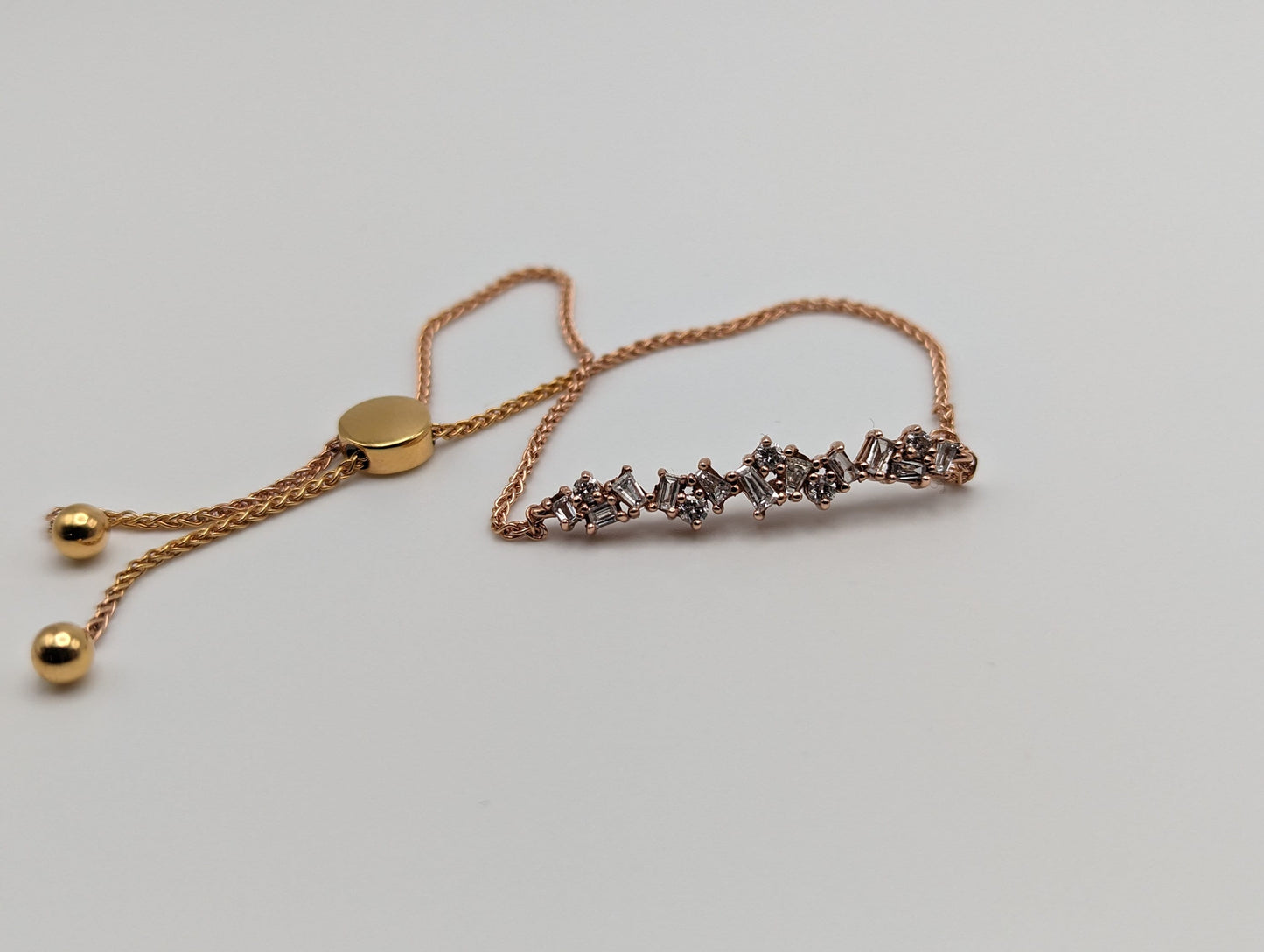 Adjustable Gold Bolo 1/2ct Diamond Bracelet 10k Solid Rose Gold 0.5 ct Diamond. Rose Gold Diamond Bracelet.