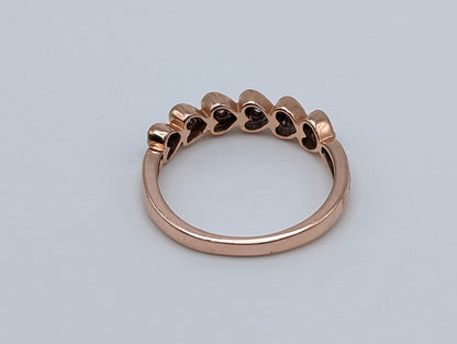 10K Rose Gold Diamond Heart Band Ring 2.5g Sz 6 3/4 Rose Gold Diamond Heart Band. Sweetheart Ring.