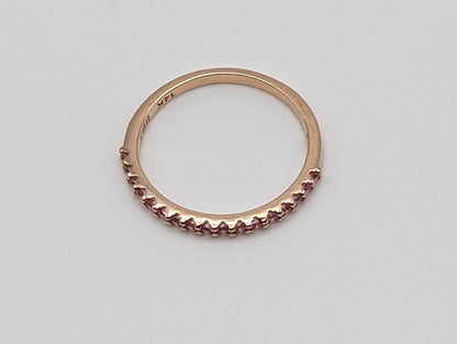 14k Rose Gold Womens Channel Pink Sapphire Ring Rose Gold Pink Sapphire Diamond Eternity band. Anniversary Half Eternity band Wedding Band.
