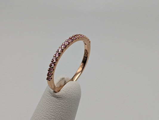 14k Rose Gold Womens Channel Pink Sapphire Ring Rose Gold Pink Sapphire Diamond Eternity band. Anniversary Half Eternity band Wedding Band.