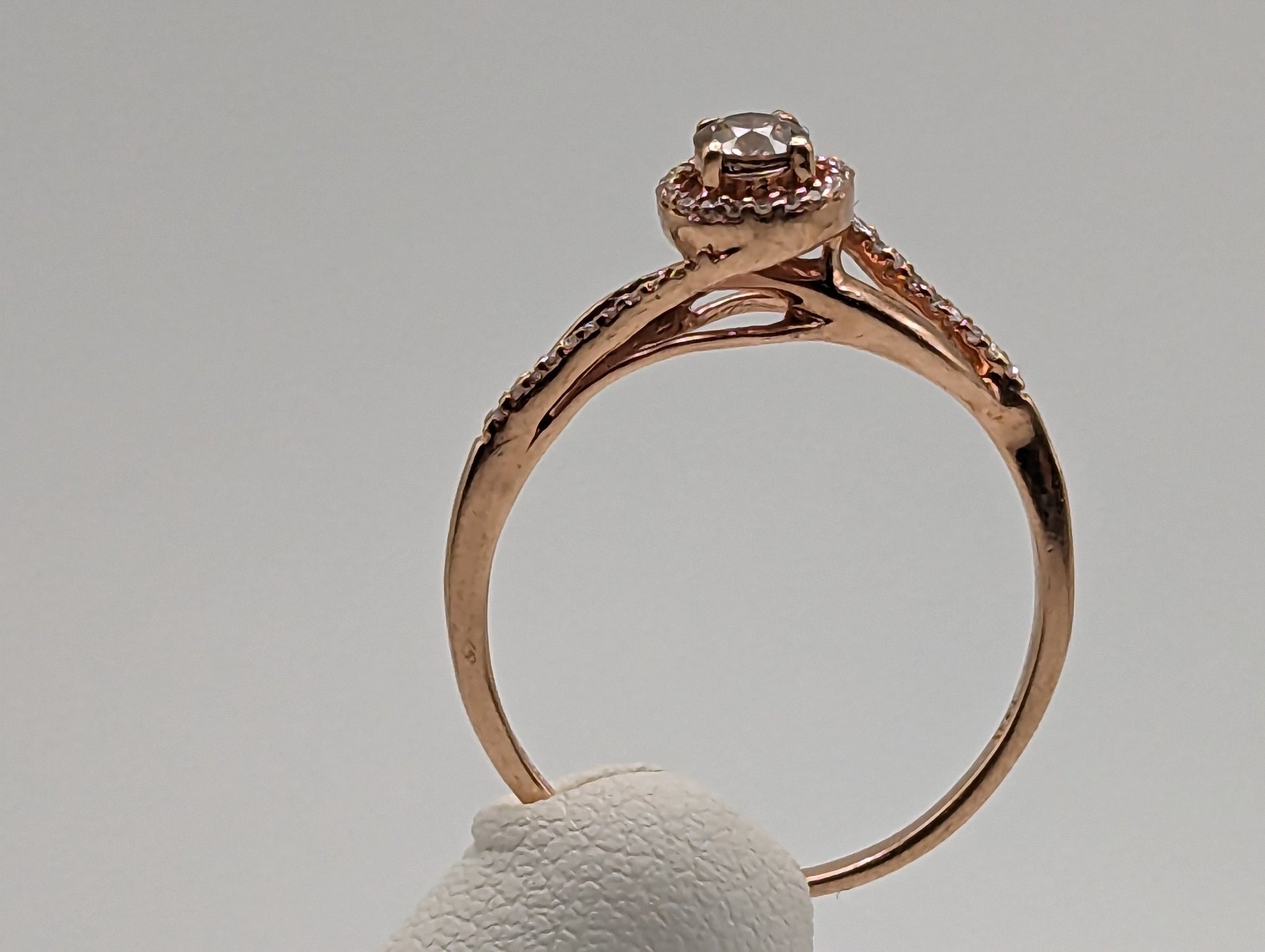 10k Rose Gold .21ctw Diamond Halo Infinity Ring. 10k Rose Gold Diamond Engagement Ring. 10 Rose Gold Diamond Promise Ring.