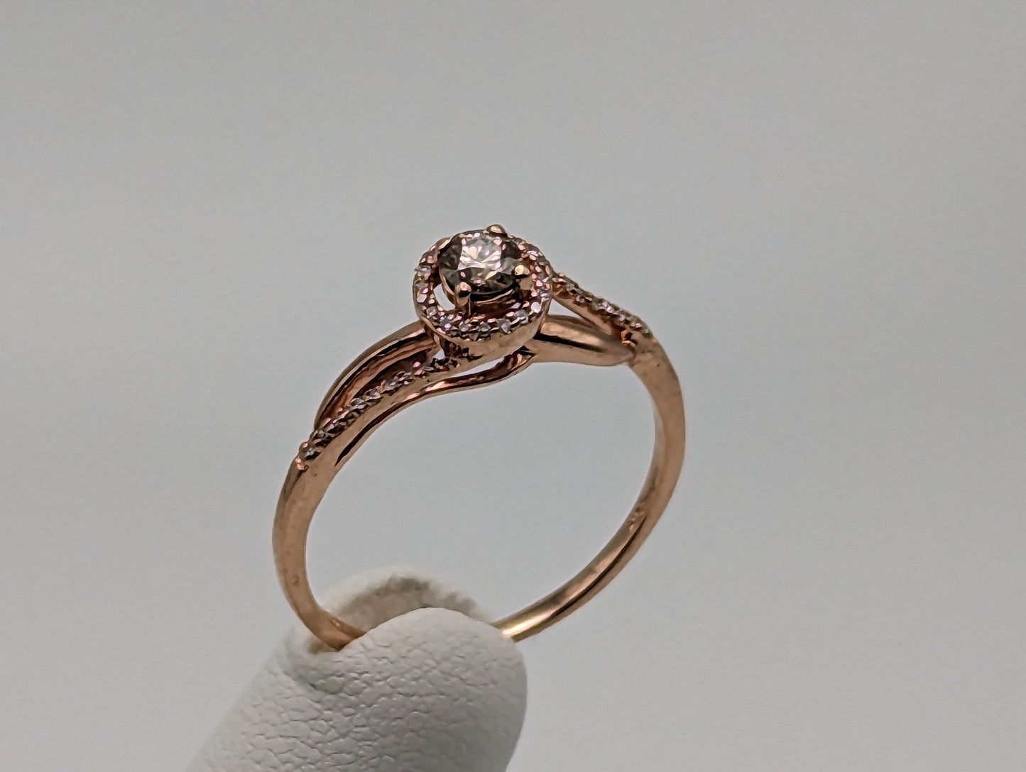 10k Rose Gold .21ctw Diamond Halo Infinity Ring. 10k Rose Gold Diamond Engagement Ring. 10 Rose Gold Diamond Promise Ring.