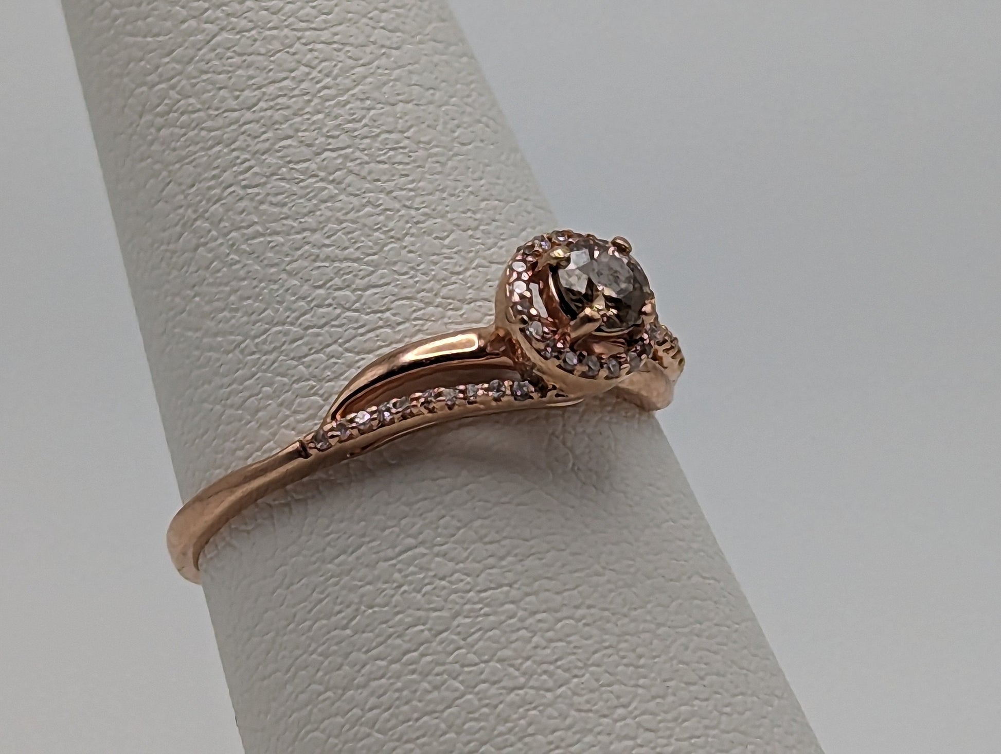 10k Rose Gold .21ctw Diamond Halo Infinity Ring. 10k Rose Gold Diamond Engagement Ring. 10 Rose Gold Diamond Promise Ring.