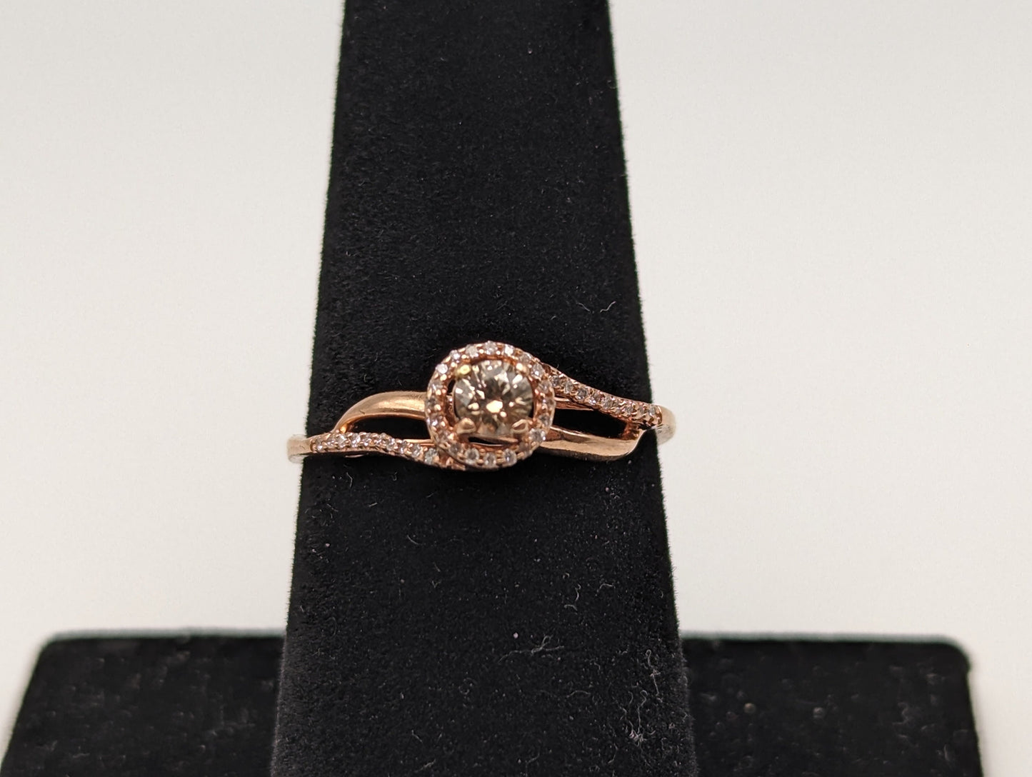 10k Rose Gold .21ctw Diamond Halo Infinity Ring. 10k Rose Gold Diamond Engagement Ring. 10 Rose Gold Diamond Promise Ring.