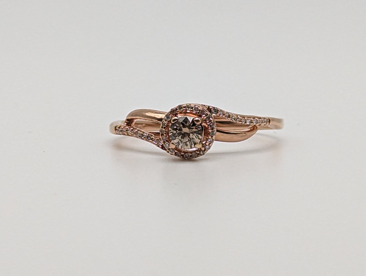 10k Rose Gold .21ctw Diamond Halo Infinity Ring. 10k Rose Gold Diamond Engagement Ring. 10 Rose Gold Diamond Promise Ring.