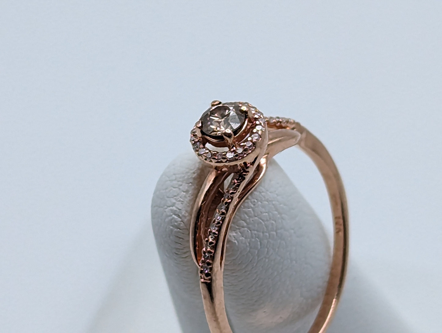 10k Rose Gold .21ctw Diamond Halo Infinity Ring. 10k Rose Gold Diamond Engagement Ring. 10 Rose Gold Diamond Promise Ring.