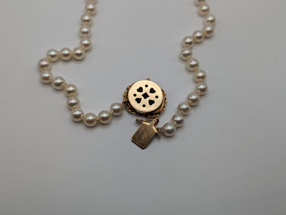 14k High-Quality Real Akoya Pearl Necklace with Lapis Lazuli. Akoya Pearl Necklace. Gold Pearl Necklace.