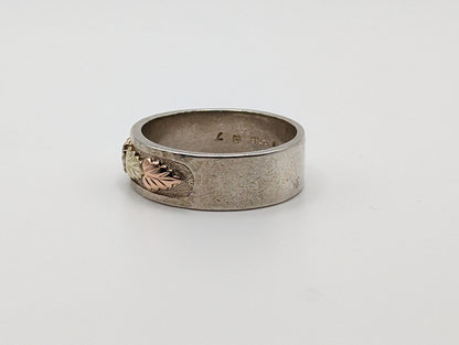 10k 12k Gold Sterling Silver Black Hills Gold Wesding Ring Band Sz 11 Sterling Silver Antique Gold Mens Signet Ring.