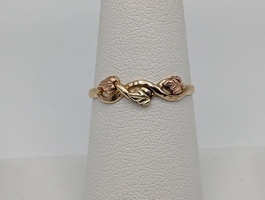 10k 12k Black Hills Gold Promise Ring. Infinity Twist Multi-tone Gold Signet Ring Black Hill Band. Rose Gold Flower Vine Ring.