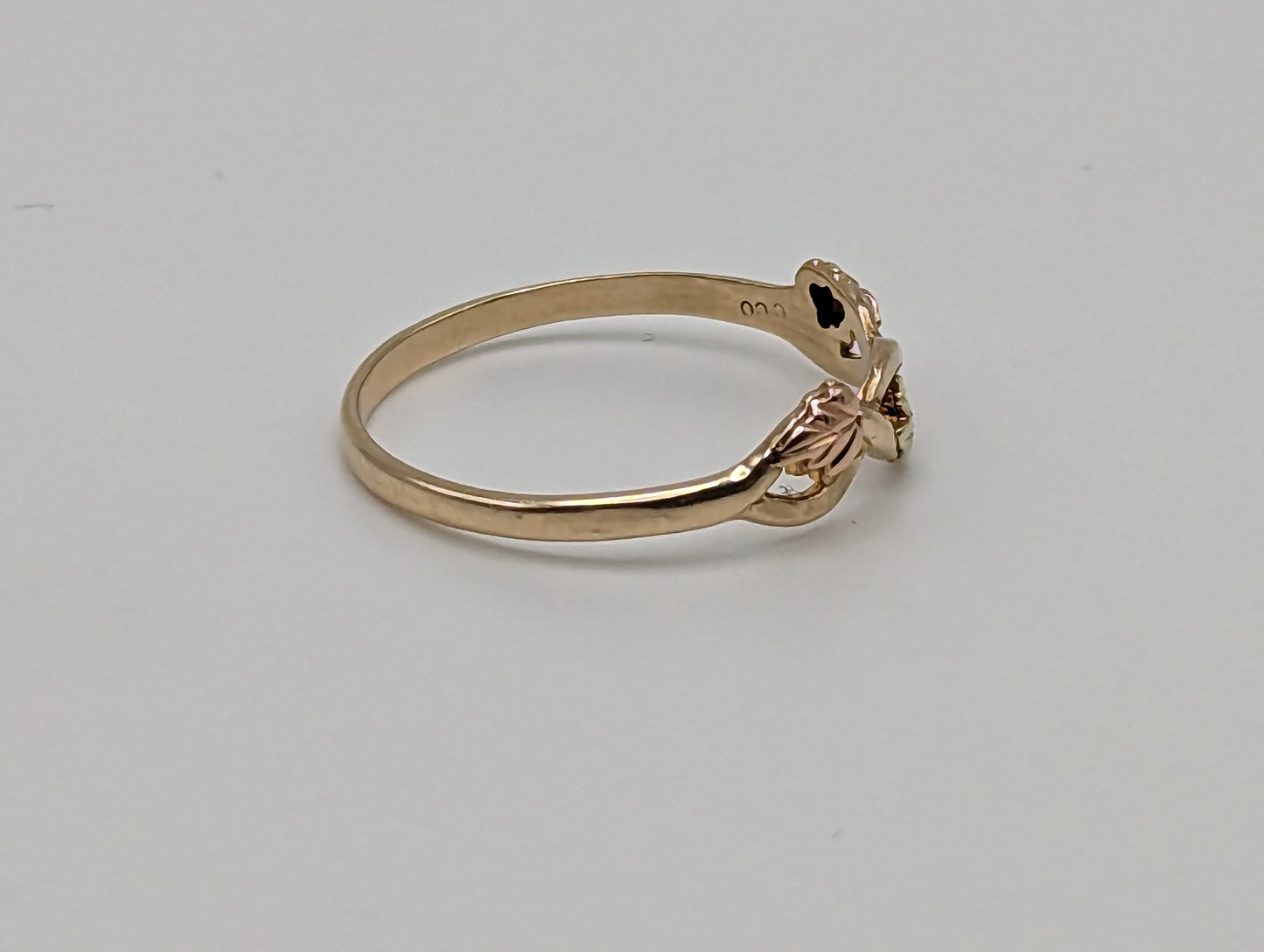 10k 12k Black Hills Gold Promise Ring. Infinity Twist Multi-tone Gold Signet Ring Black Hill Band. Rose Gold Flower Vine Ring.