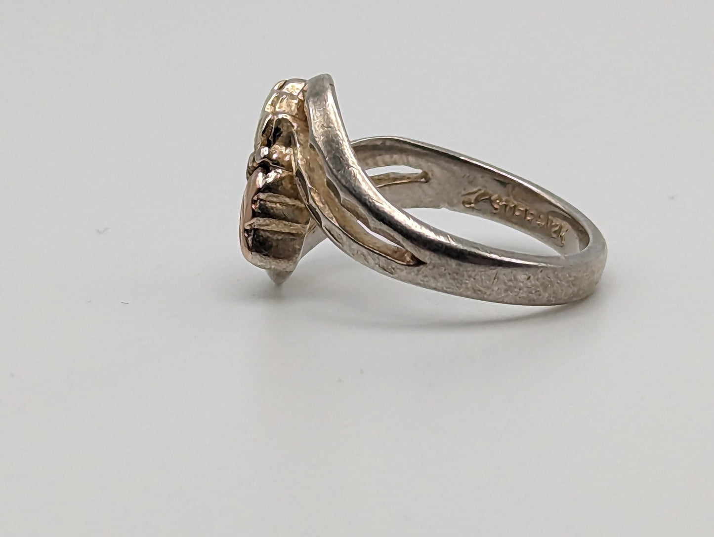 10k 12k Sterling Silver Leaf Black Hills Gold Promise Ring. Sterling Silver Antique Gold Leaf Ring Gold Leaf Ring.