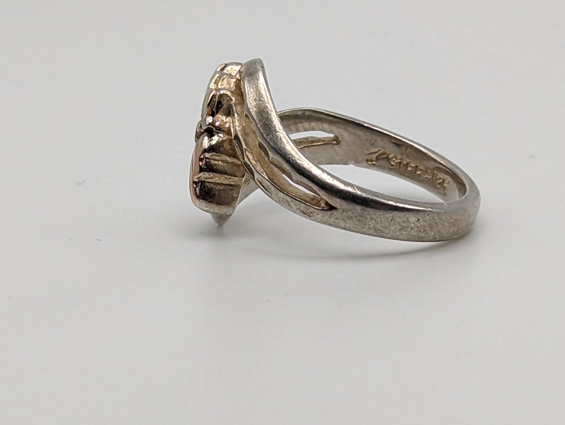 10k 12k Sterling Silver Leaf Black Hills Gold Promise Ring. Sterling Silver Antique Gold Leaf Ring Gold Leaf Ring.