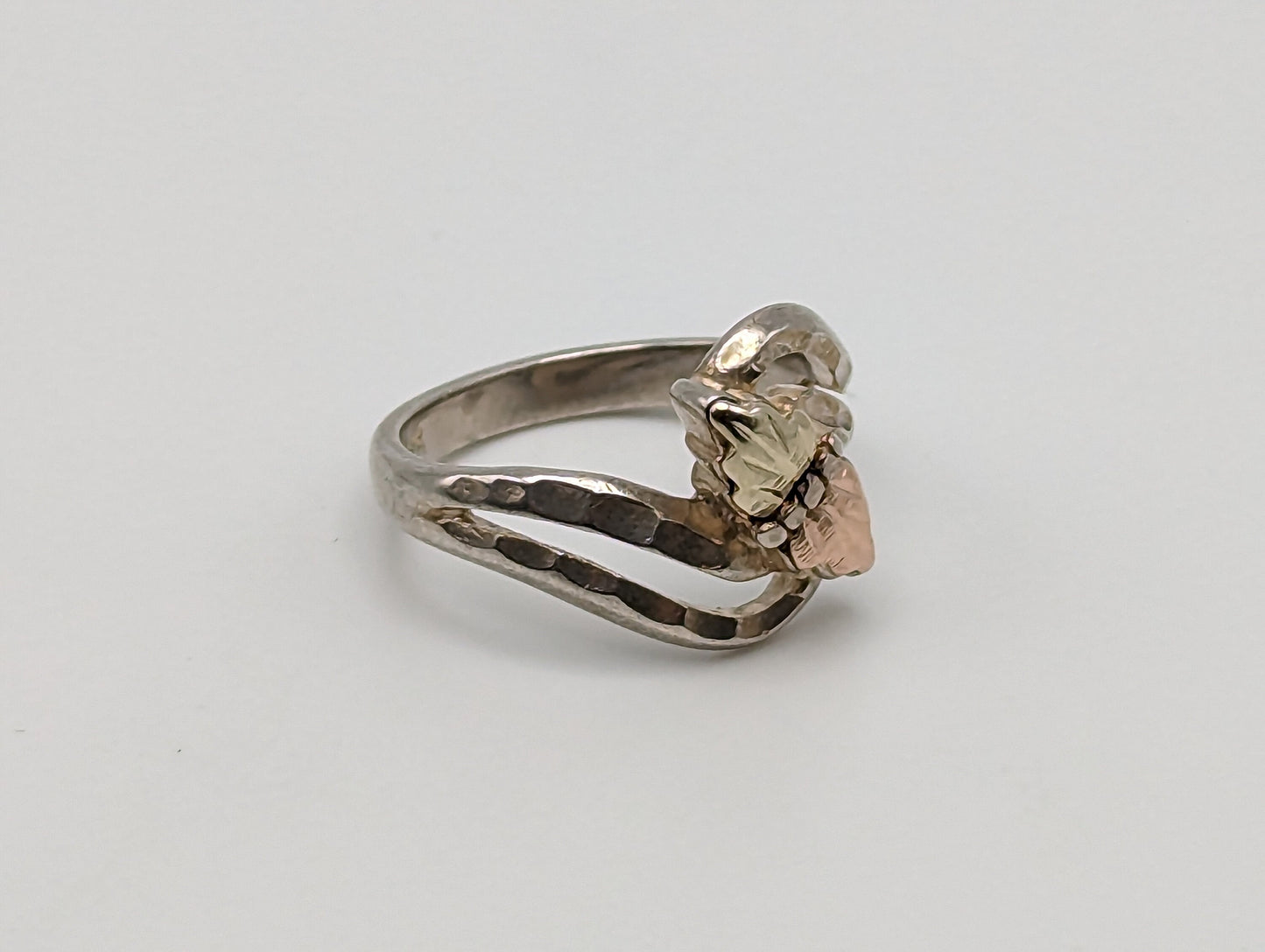 10k 12k Sterling Silver Leaf Black Hills Gold Promise Ring. Sterling Silver Antique Gold Leaf Ring Gold Leaf Ring.