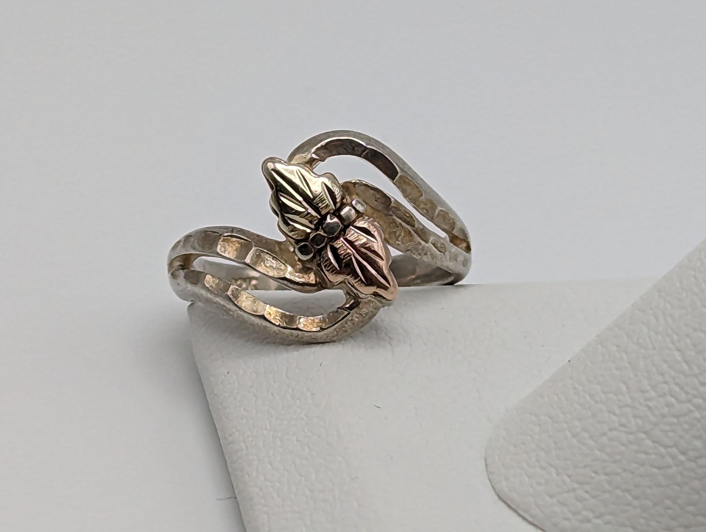 10k 12k Sterling Silver Leaf Black Hills Gold Promise Ring. Sterling Silver Antique Gold Leaf Ring Gold Leaf Ring.