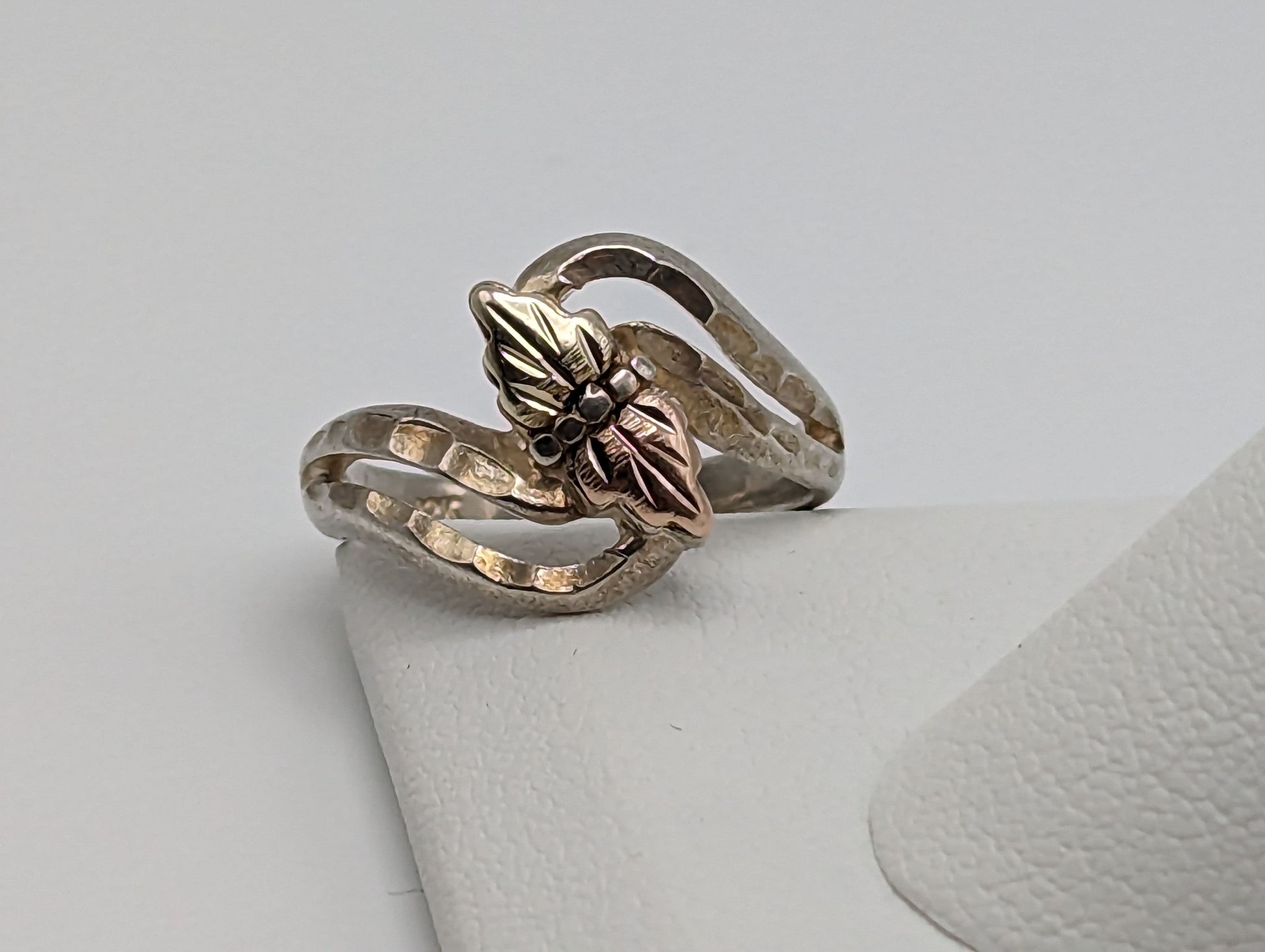 10k 12k Sterling Silver Leaf Black Hills Gold Promise Ring. Sterling Silver Antique Gold Leaf Ring Gold Leaf Ring.