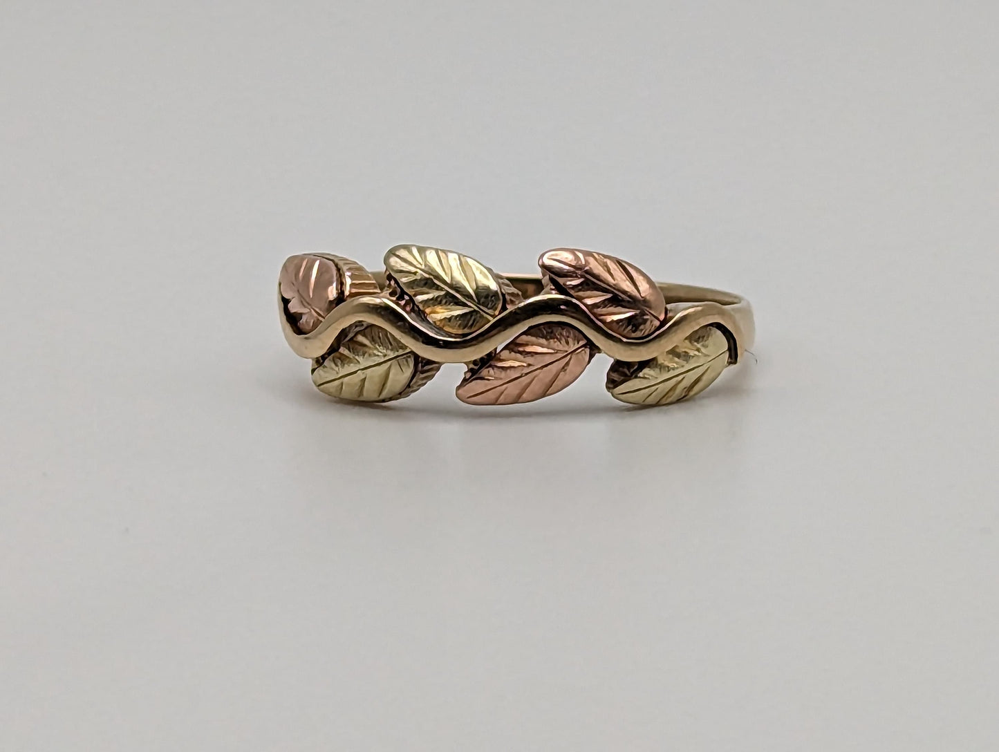 10k 12k Black Hills Gold Promise Ring Multi-tone Gold Black Hills Signet Ring 10k/12k Black Hill Band. Rose Gold Leaf Ring.